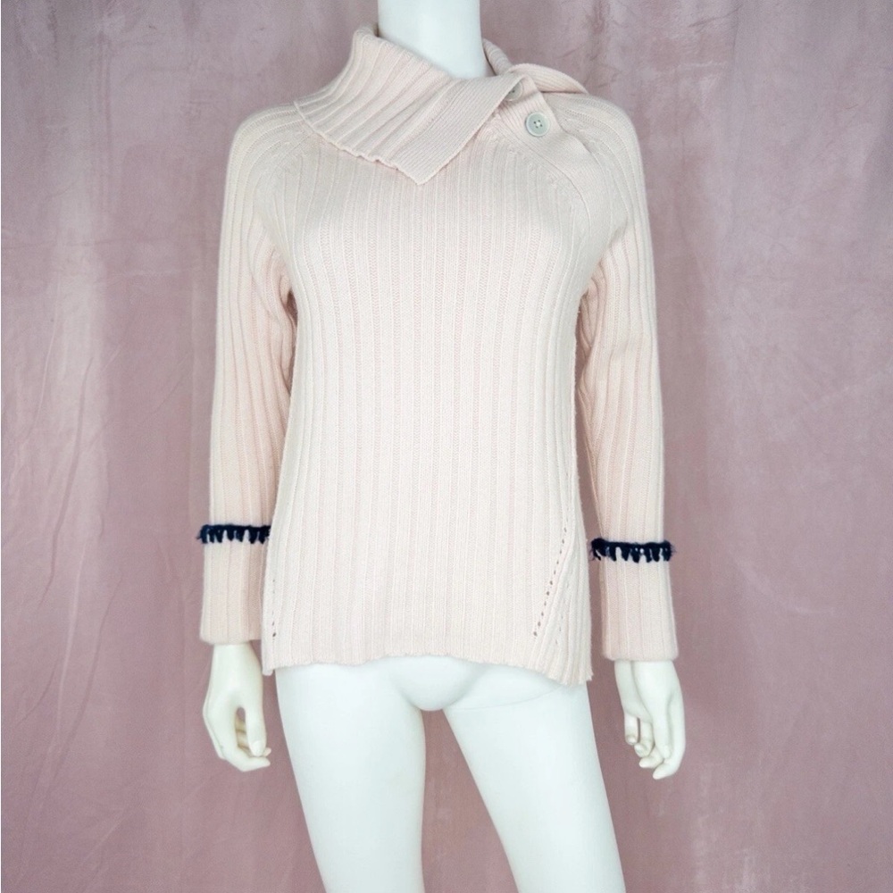 Rebecca Taylor Wool Pink Size XS Sweater Long Ribbed Sleeve Sweater Girly